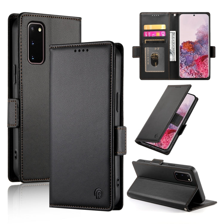 For Samsung Galaxy S20 5G Side Buckle Magnetic Frosted Leather Phone Case(Black)