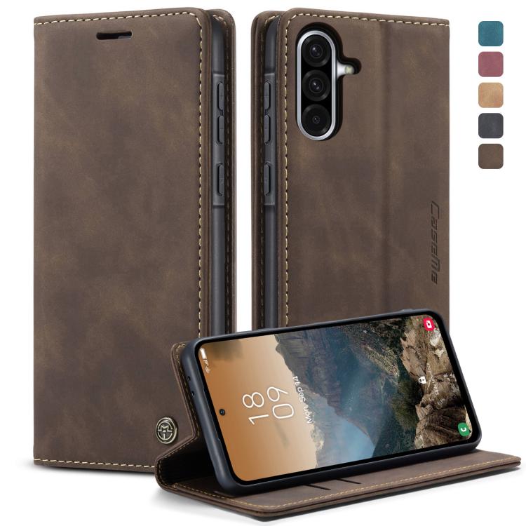 For Samsung Galaxy A56 CaseMe 013 Multifunctional Horizontal Flip Leather Phone Case(Coffee)