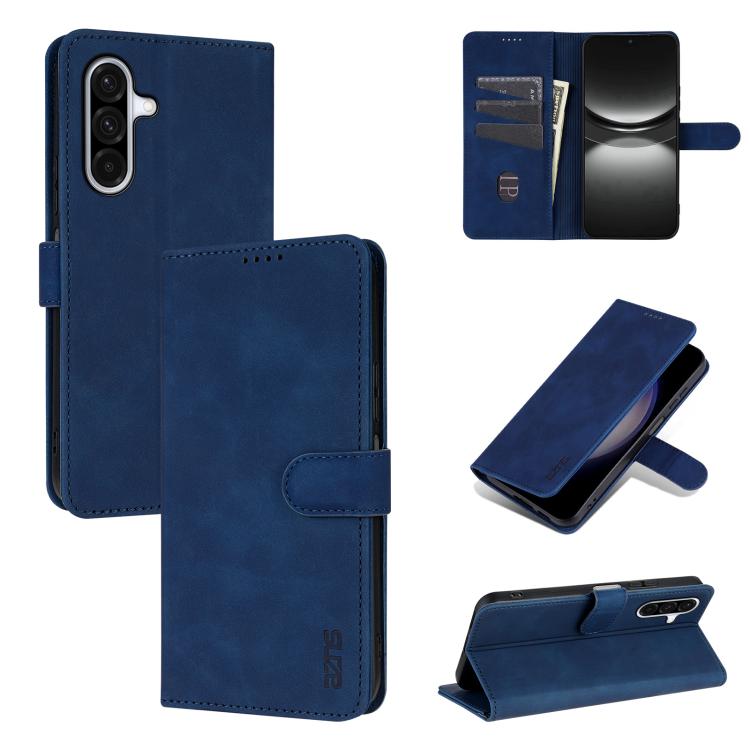 For Samsung Galaxy A17 4G / 5G AZNS Skin Feel Calf Texture Flip Leather Phone Case(Blue)