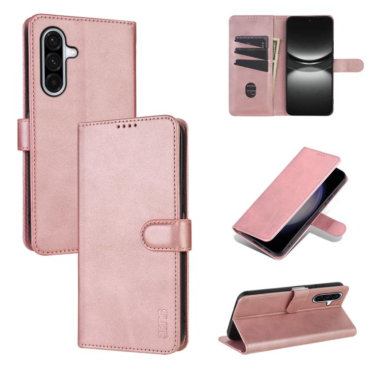For Samsung Galaxy A17 4G / 5G AZNS Skin Feel Calf Texture Flip Leather Phone Case(Rose Gold)