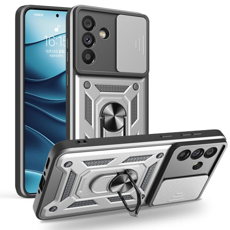For Samsung Galaxy A56 5G Sliding Camera Cover Design TPU+PC Phone Case(Silver)