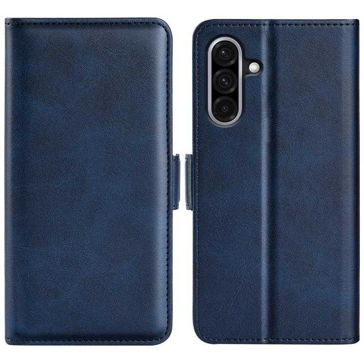 For Samsung Galaxy A36 Dual-side Magnetic Buckle Horizontal Flip Leather Phone Case(Dark Blue)