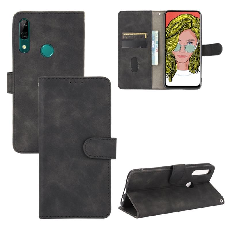 For Huawei P smart Z / Y9 Prime (2019) Solid Color Skin Feel Magnetic Buckle Horizontal Flip Calf Texture PU Leather Case with Holder & Card Slots & Wallet(Black)