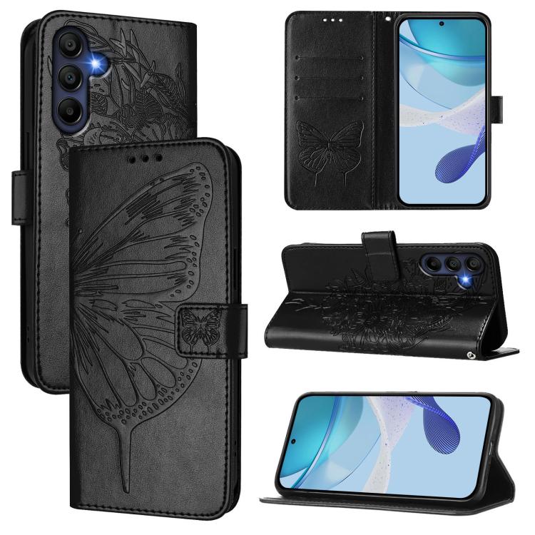 For Samsung Galaxy A17 5G Embossed Butterfly Leather Phone Case(Black)