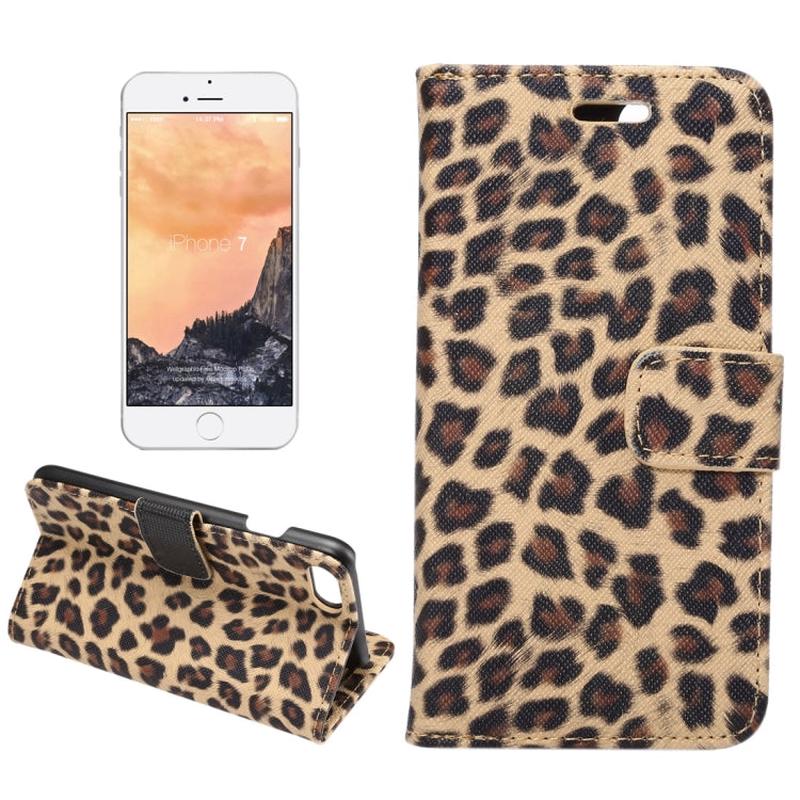 For iPhone 8 & 7 Leopard Pattern Horizontal Flip Leather Case with Holder & Card Slots & Wallet(Yellow)