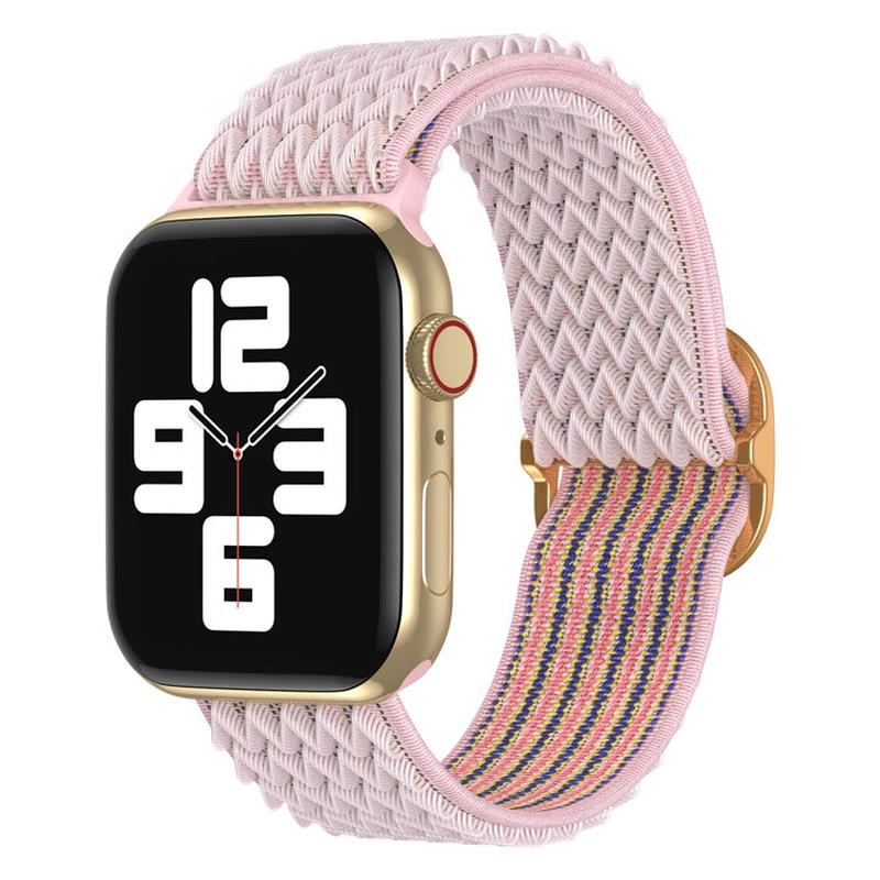 Wave Nylon Watch Band For Apple Watch Series 9&8&7 41mm / SE 3&SE 2&6&SE&5&4 40mm / 3&2&1 38mm(Pink)
