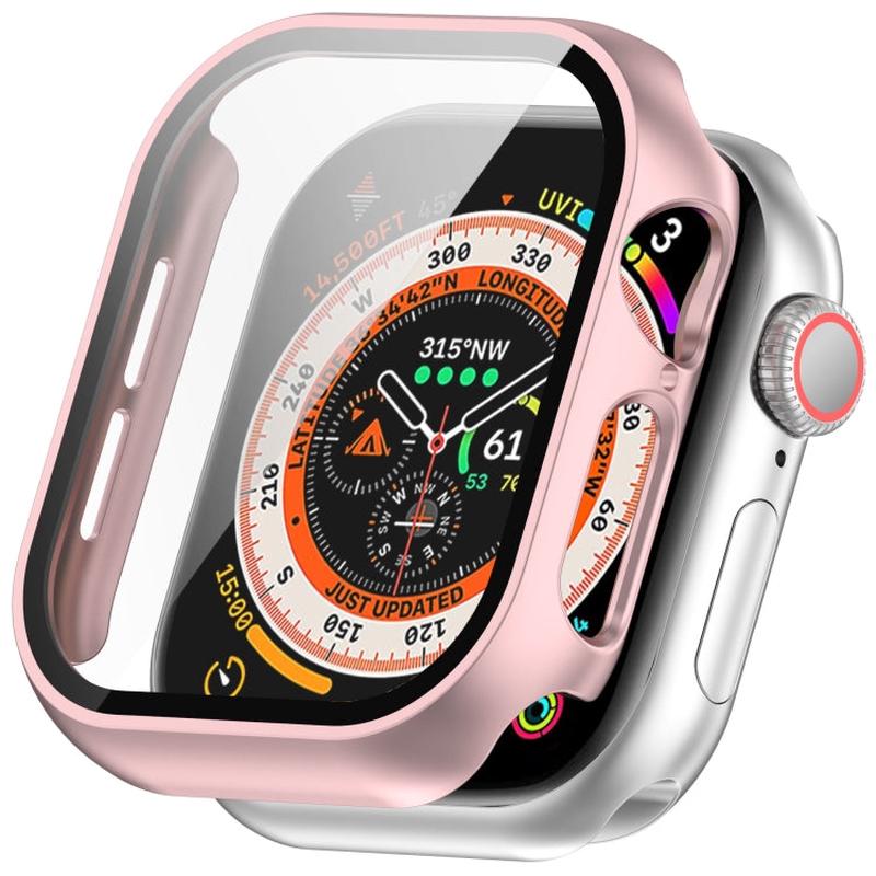 For Apple Watch Series 11 / 10 42mm Tempered Glass Film Integrated PC Watch Case(Rose Gold)