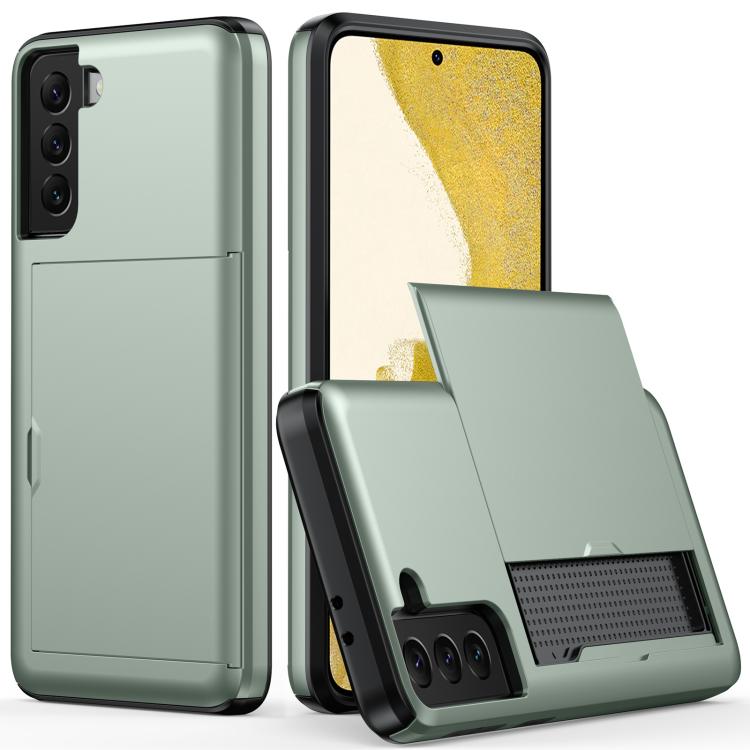 For Samsung Galaxy S21+ 5G Shockproof Armor Protective Case with Card Slot(Army Green)