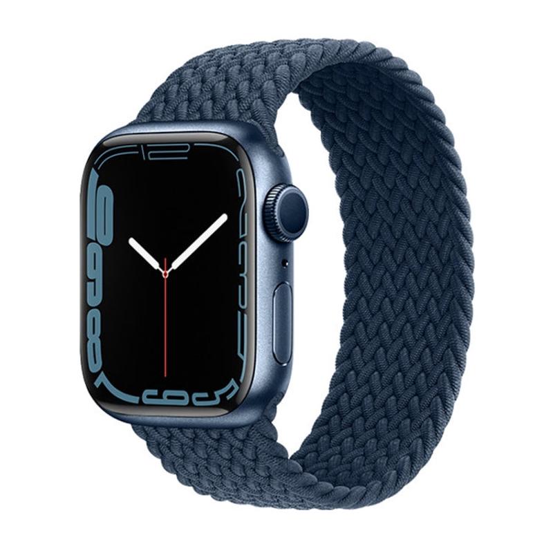Nylon Single-turn Braided Watch Band For Apple Watch Series 9&8&7 41mm / SE 3&SE 2&6&SE&5&4 40mm / 3&2&1 38mm, Length:M 145mm (Starlight Blue)