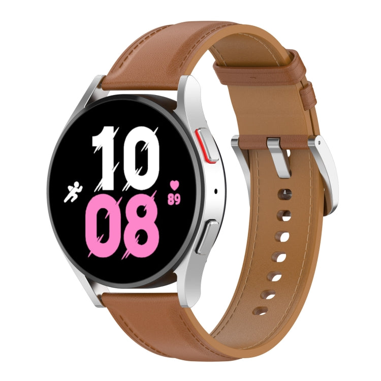 For Samsung Galaxy Watch 5 40mm Premium Leather Watch Band(Bight Brown)