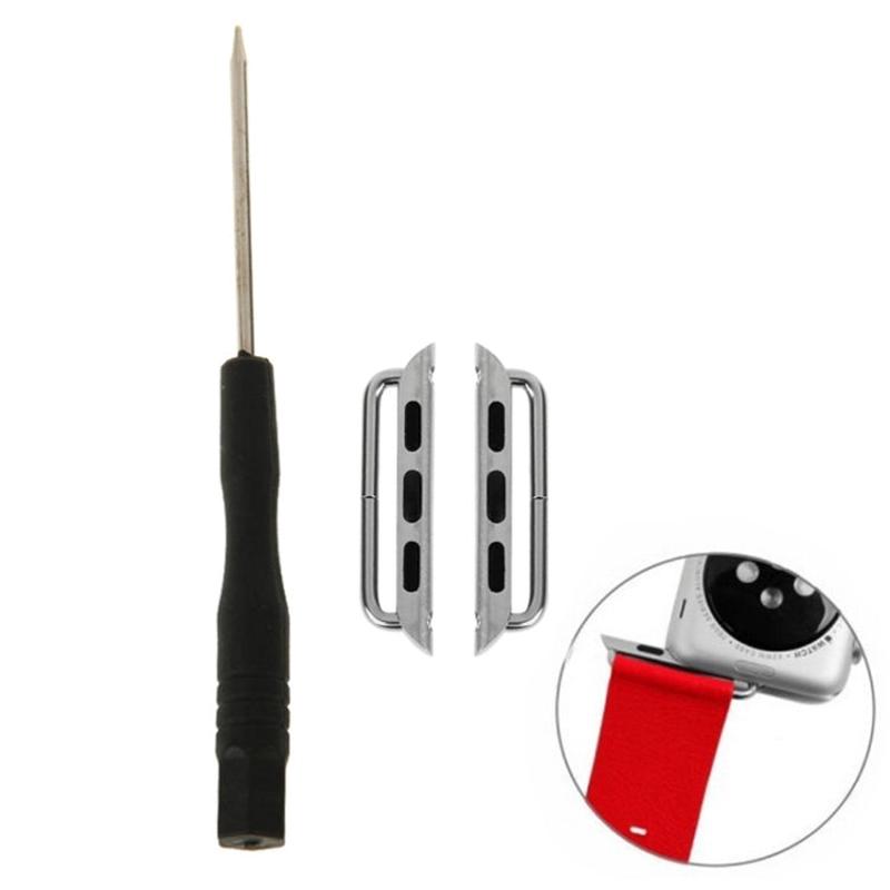 2 PCS for Apple Watch 42mm Metal Strap Connector Metal Buckle with Screwdrivers Tool(Silver)