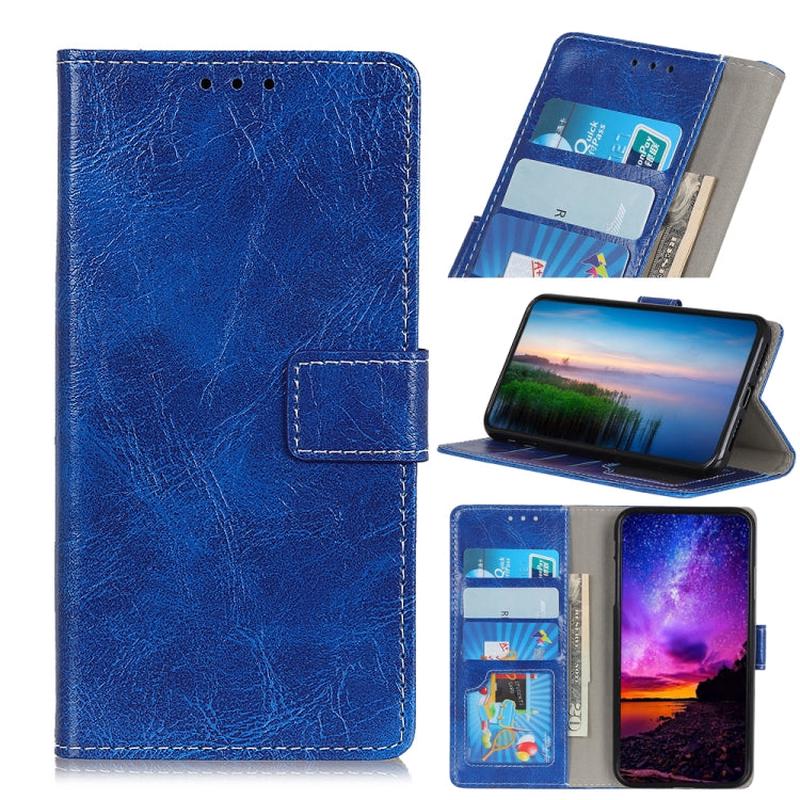 Retro Crazy Horse Texture Horizontal Flip Leather Case for Galaxy A20e, with Holder & Card Slots & Wallet & Photo Frame (Blue)