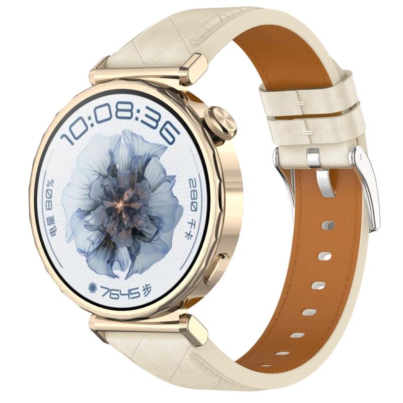 18mm Square Leather Silver Buckle Watch Band(Apricot)