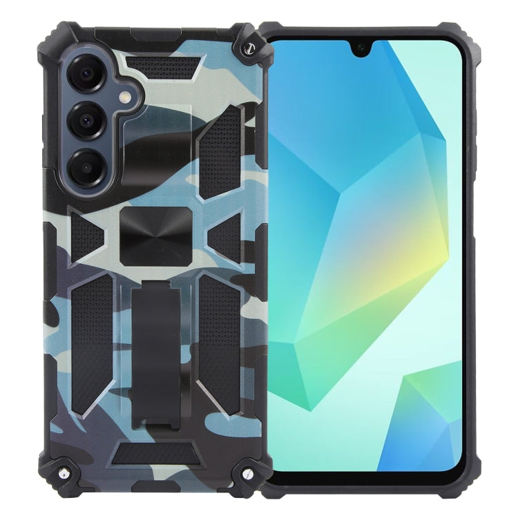 For Samsung Galaxy A16 5G / 4G Camouflage Armor Kickstand TPU + PC Magnetic Phone Case(Light Blue)
