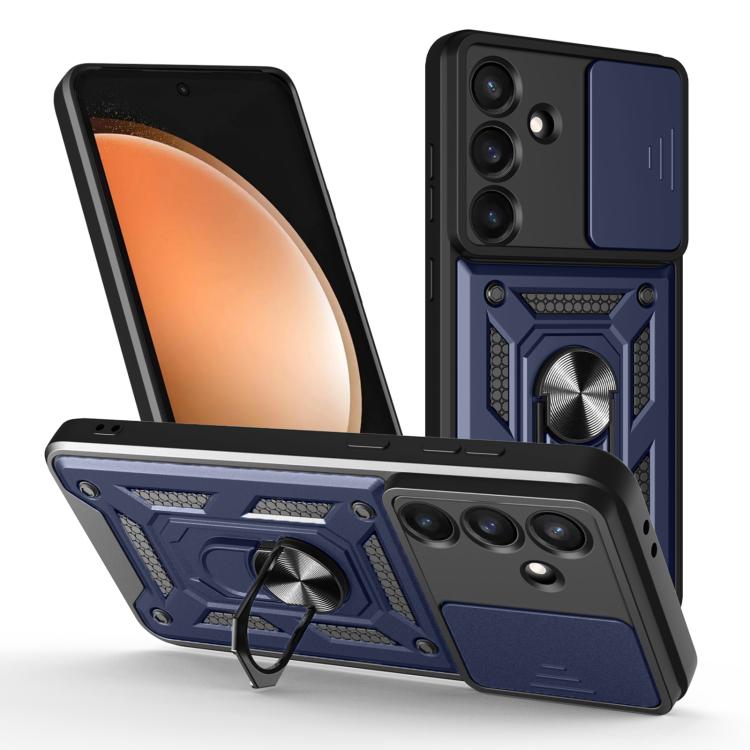 For Samsung Galaxy S25 FE 5G Sliding Camera Cover Design TPU+PC Phone Case(Blue)