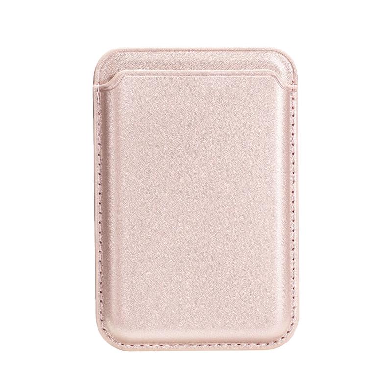 Two Card Slots MagSafe Magnetic Leather Card Bag(Rose Gold)