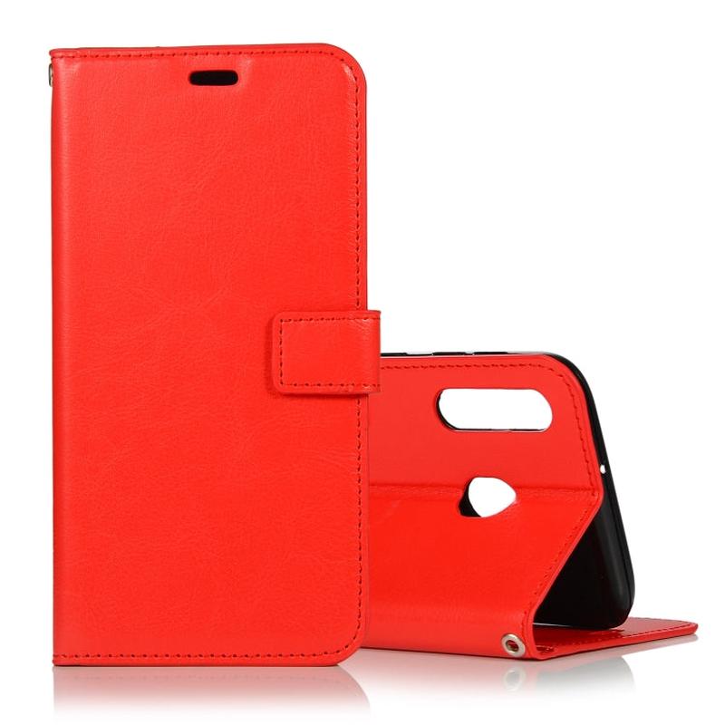 Crazy Horse Texture Horizontal Flip Leather Case with Holder & Card Slots & Wallet & Photo Frame for Galaxy A40(Red)