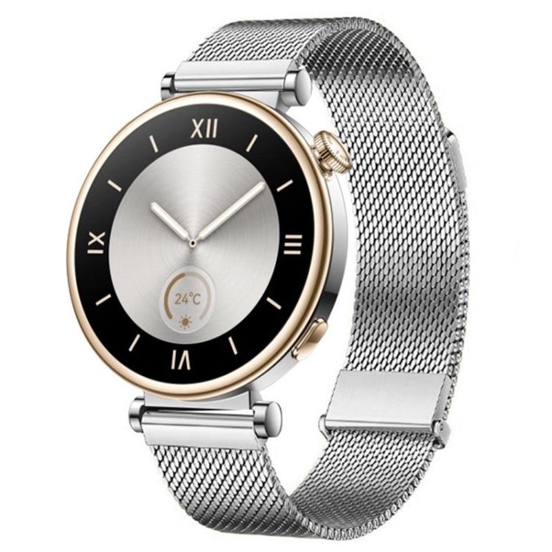For Huawei Watch GT5 41mm Daul-section Magnetic Milan Steel Mesh Watch Band(Silver)
