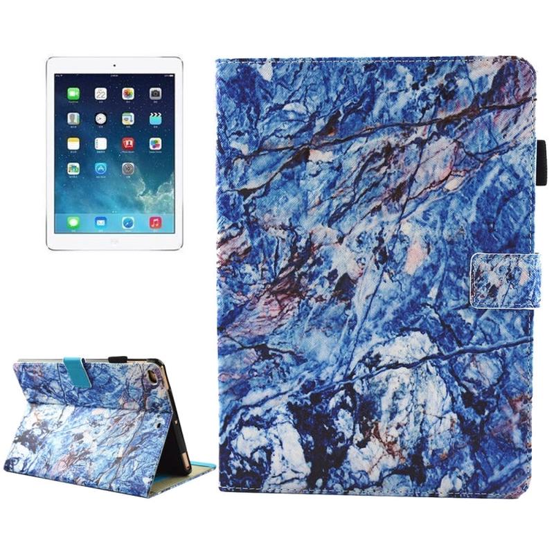 For iPad 9.7 (2018) & iPad 9.7 inch 2017 / iPad Air / iPad Air 2 Universal Blue Marble Pattern Horizontal Flip Leather Protective Case with Holder & Card Slots & Sleep