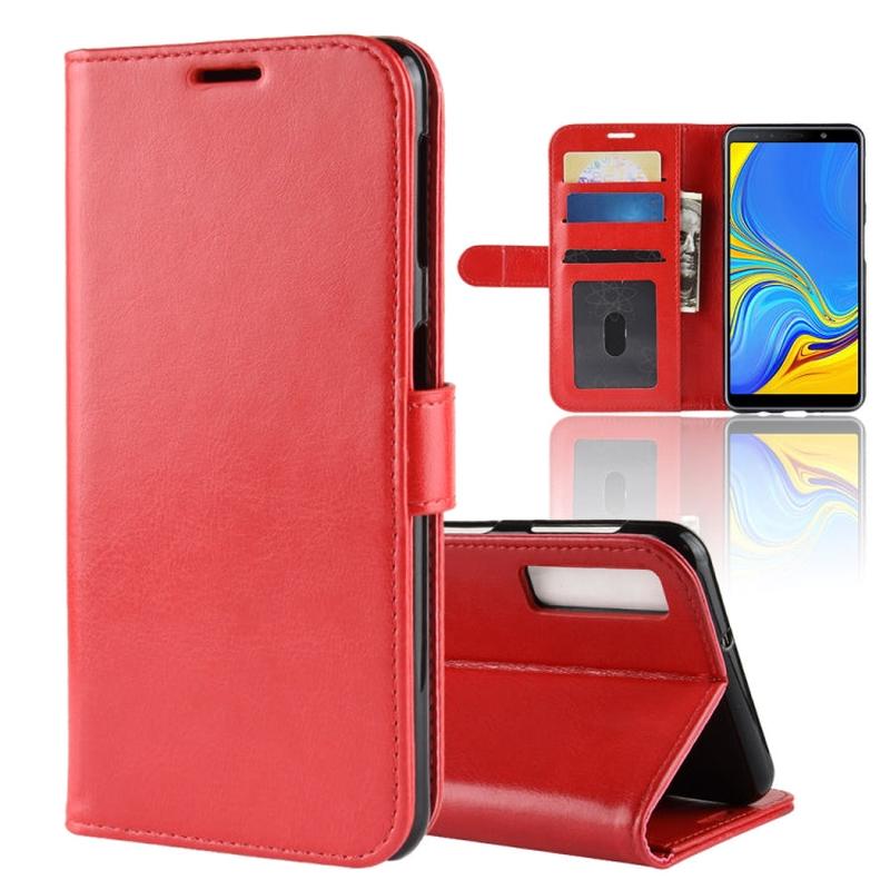 R64 Texture Single Fold Horizontal Flip Leather Case for Galaxy A7 (2018), with Holder & Card Slots & Wallet(Red)