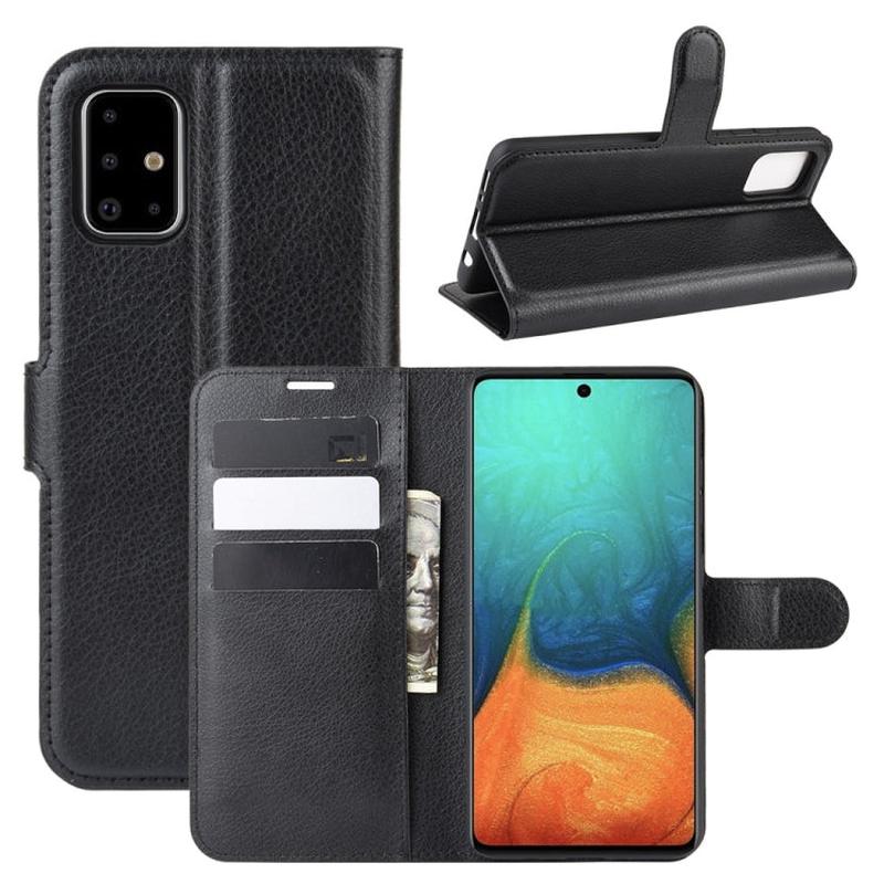 For Galaxy A71 Litchi Texture Horizontal Flip Protective Case with Holder & Card Slots & Wallet(Black)