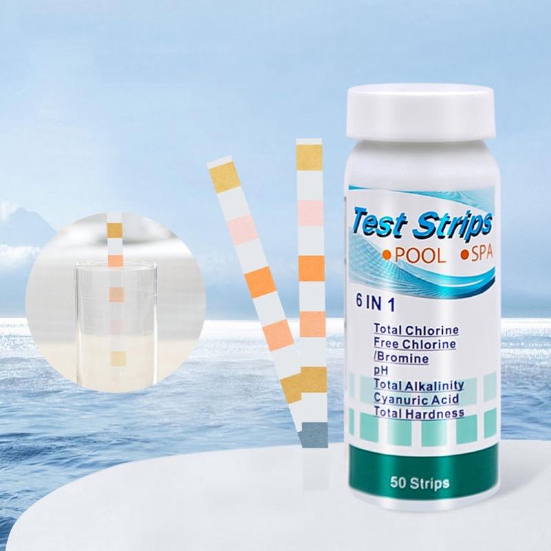 50pcs PH075 6 In 1 Residual Chlorine PH Water Quality Detector PH Test Paper, Package Random Delivery
