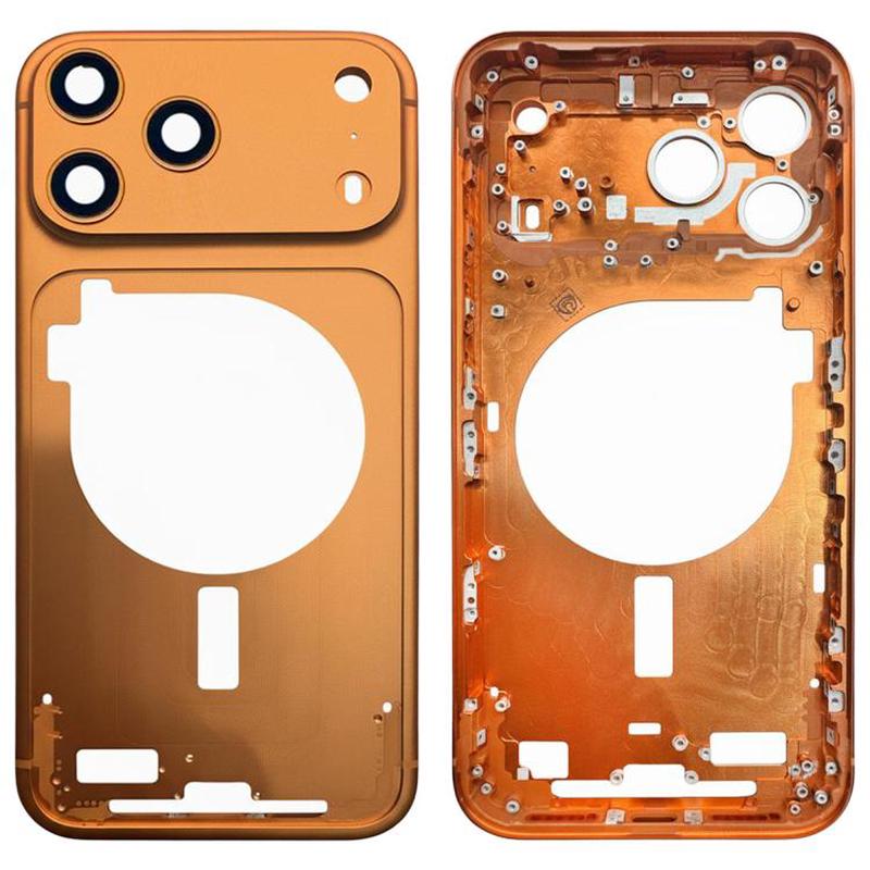 For iPhone 17 Pro Middle Frame Bezel Plate with Camera Lens Cover (Orange)