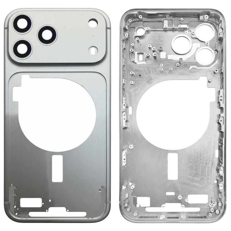For iPhone 17 Pro Middle Frame Bezel Plate with Camera Lens Cover (Silver)