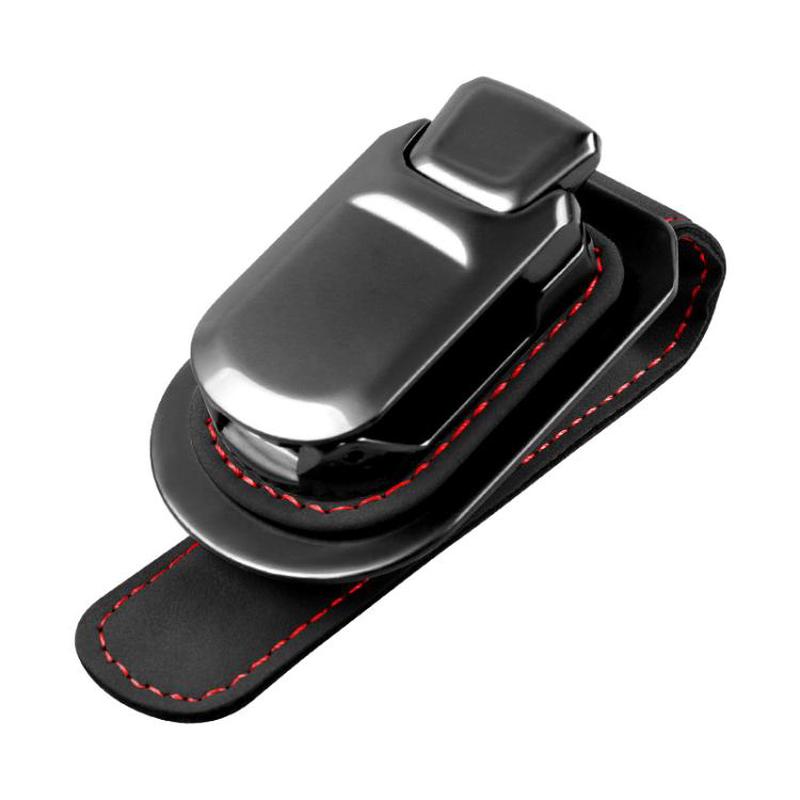 Car Sun Visor Glasses Holder Storage Decoration(Black Red)