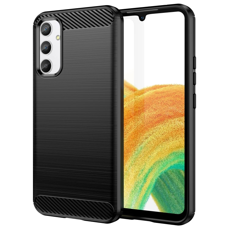 For Samsung Galaxy A34 5G Brushed Texture Carbon Fiber TPU Phone Case(Black)