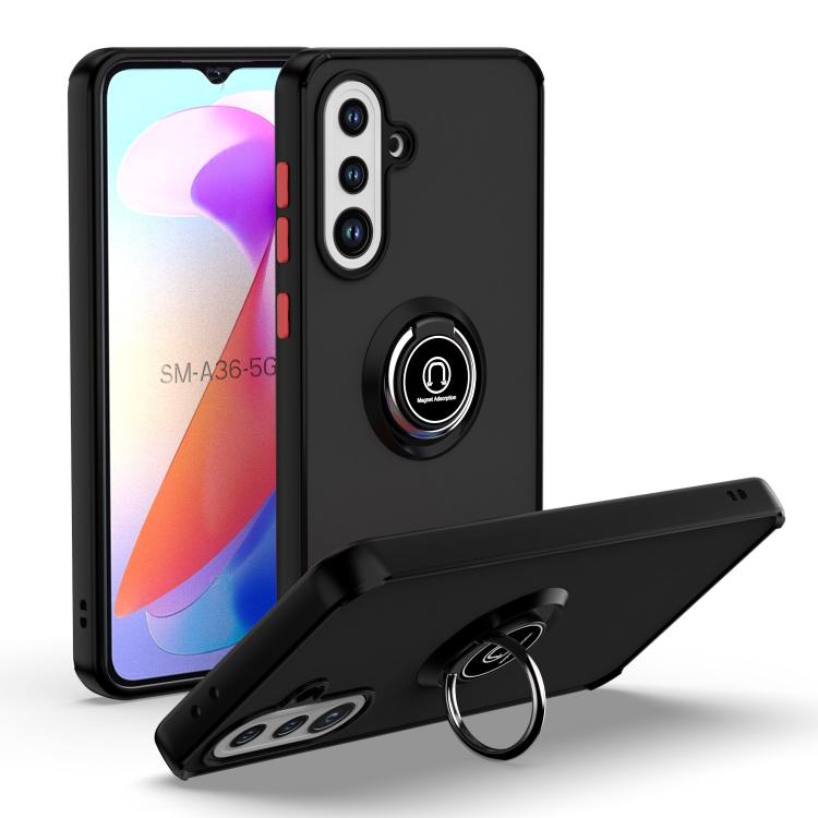 For Samsung Galaxy A36 5G Q Shadow 1 Series TPU + PC Phone Case with Ring(Black+Red)