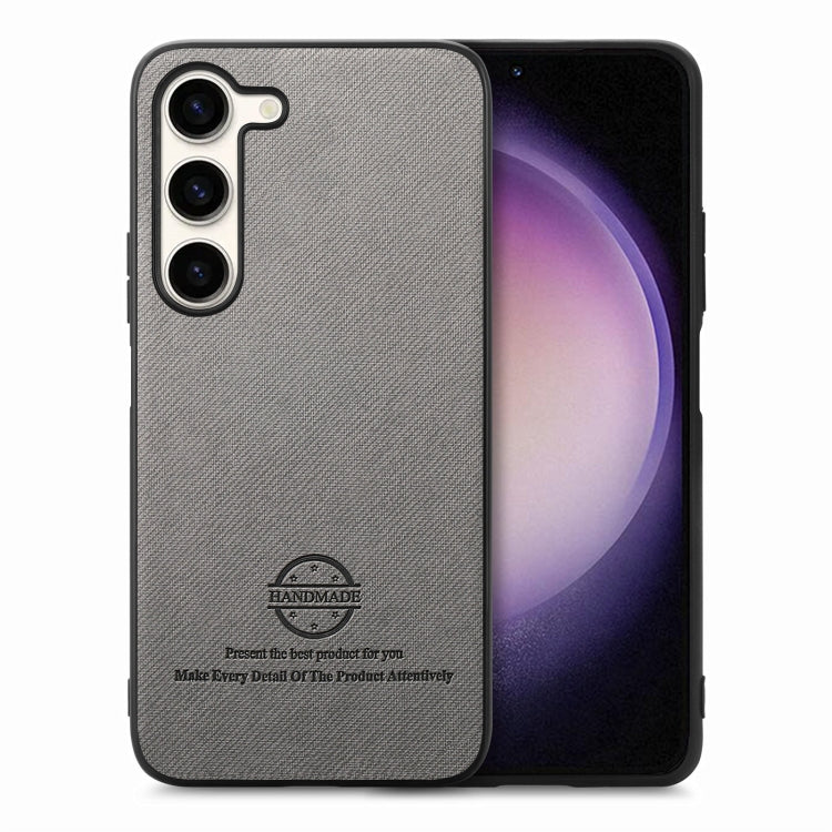 For Samsung Galaxy S21 5G Twill Fabric Leather Skin Back Phone Case(Gray)