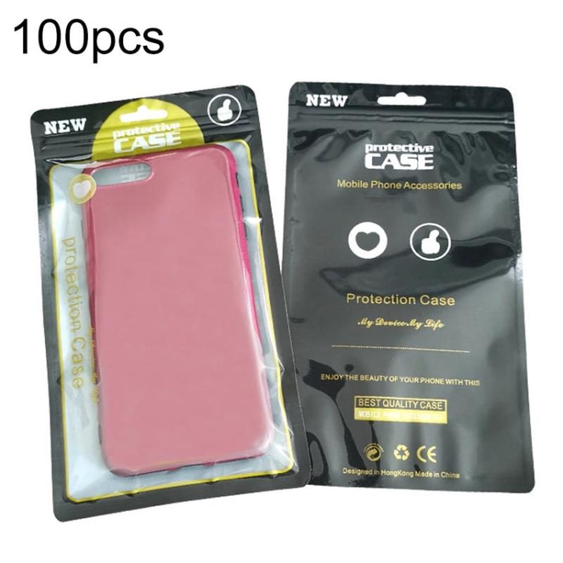 100PCS Phone Case Plastic Self-Sealing Pearl Packaging Bags, Size: 12x21cm (Black)