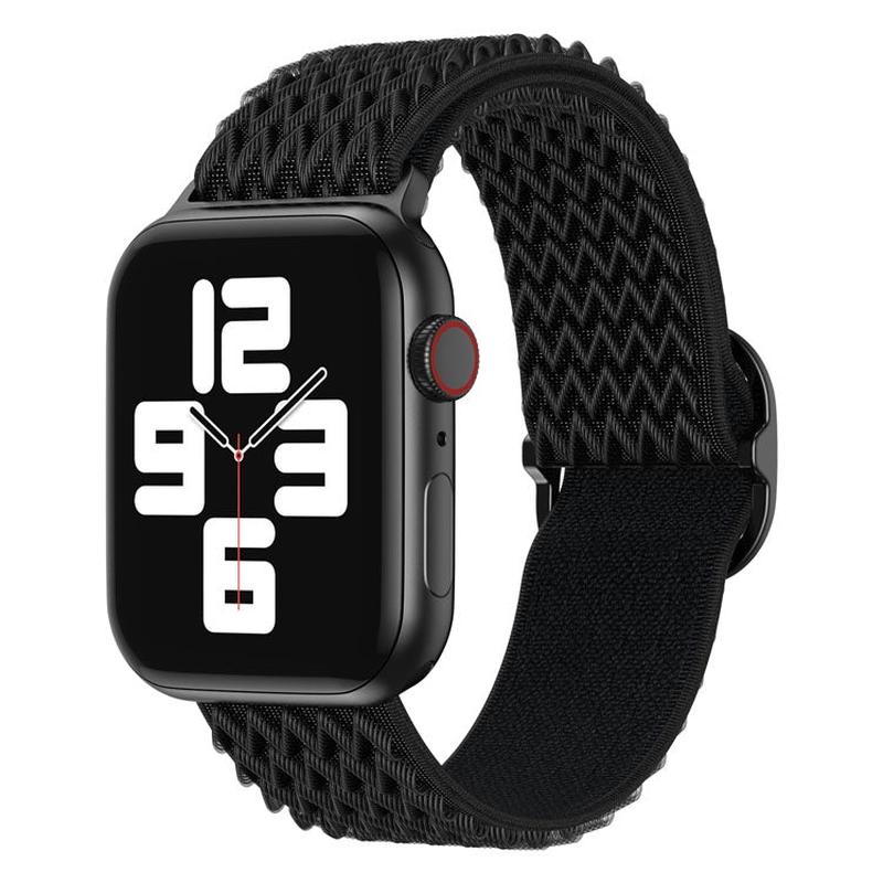 Wave Nylon Watch Band For Apple Watch Series 9&8&7 41mm / SE 3&SE 2&6&SE&5&4 40mm / 3&2&1 38mm(Black)