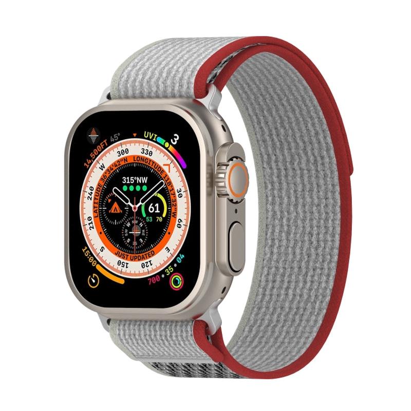 Double Color Nylon Hook and Loop Fastener Watch Band For Apple Watch Series 9&8&7 41mm / SE 3&SE 2&6&SE&5&4 40mm / 3&2&1 38mm(Red+White)