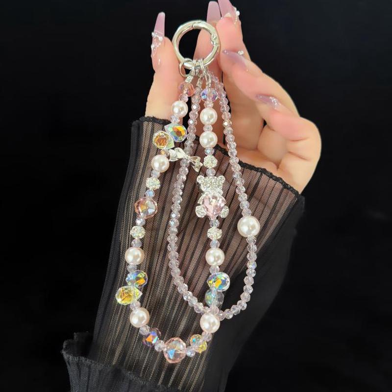 Double-Layer Crystal Necklace with a Little Bear(Pink)