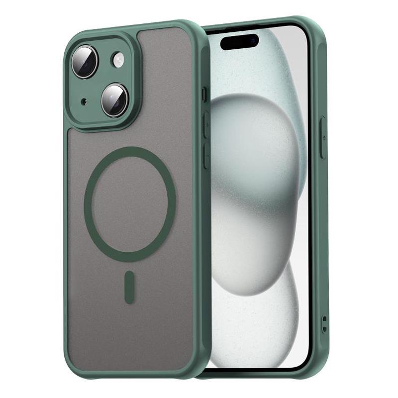 For iPhone 15 Fan Dun Series TPU Hybrid PC Frosted Magsafe Phone Case(Green)