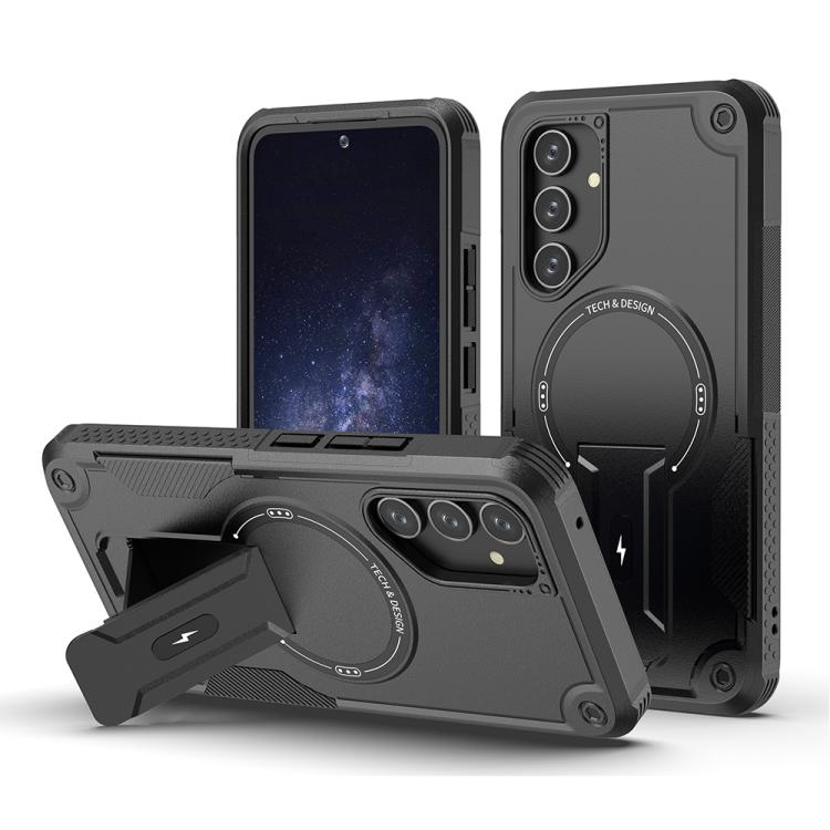 For Samsung Galaxy A54 5G Armor MagSafe Holder PC Hybrid TPU Phone Case(Black)