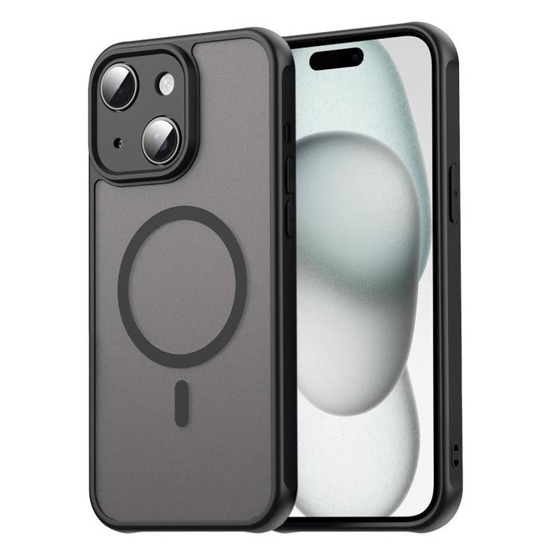 For iPhone 15 Fan Dun Series TPU Hybrid PC Frosted Magsafe Phone Case(Black)