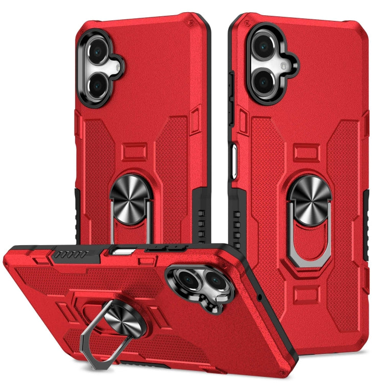 For Samsung Galaxy A06 4G Ring Holder Armor Hybrid Phone Case(Red)