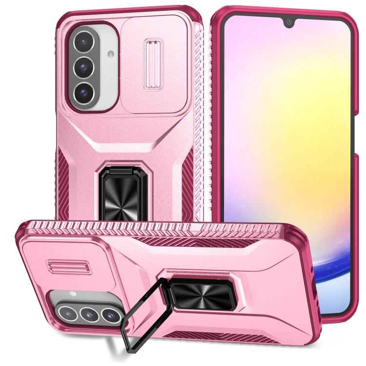 For Samsung Galaxy A17 5G / A26 5G Sliding Camshield Holder Phone Case(Pink + Rose Red)