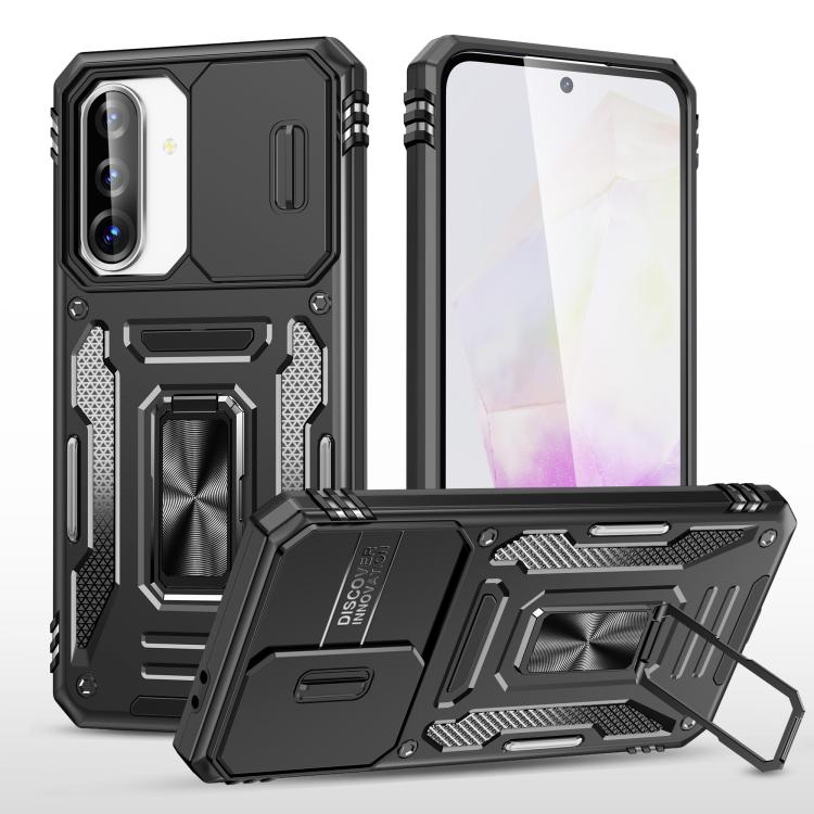 For Samsung Galaxy A36 5G / A56 5G Armor PC Hybrid TPU Camera Shield Phone Case(Black)