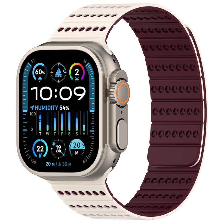 For Apple Watch 42mm / 41mm / 40mm / 38mm Honeycomb Magnetic Watch Band(Starlight Burgundy)