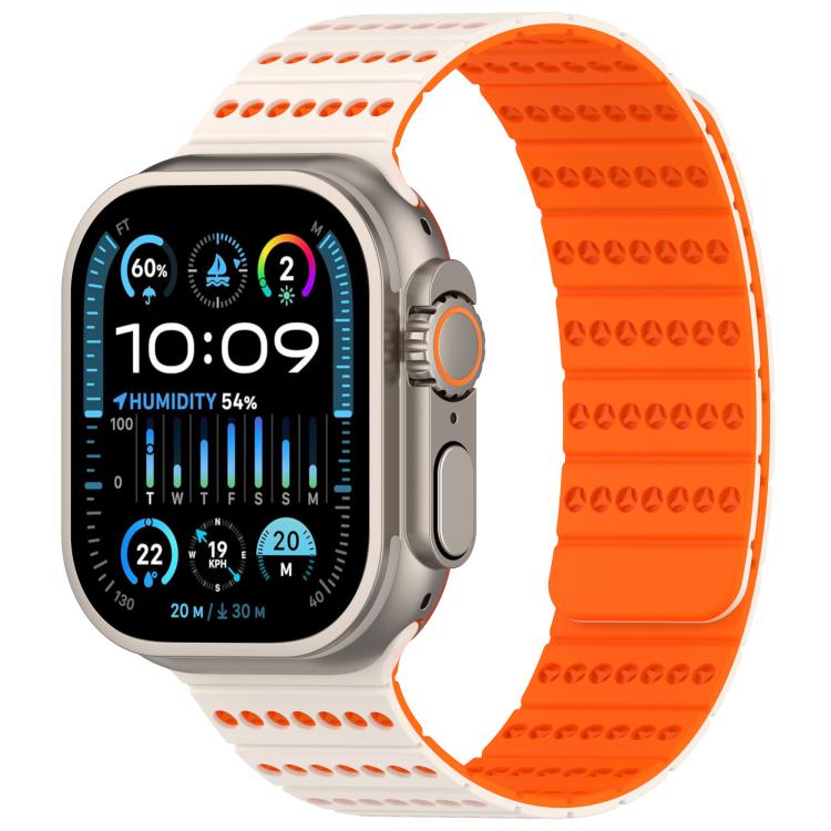 For Apple Watch 42mm / 41mm / 40mm / 38mm Honeycomb Magnetic Watch Band(Starlight Orange)