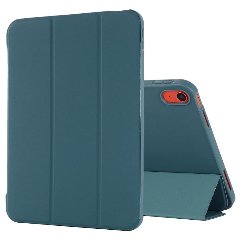 For iPad 2025 / 2022 Tri-fold Holder Tablet Leather Case(Dark Green)