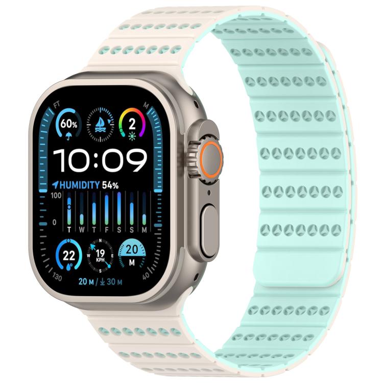 For Apple Watch 42mm / 41mm / 40mm / 38mm Honeycomb Magnetic Watch Band(Starlight Mint)
