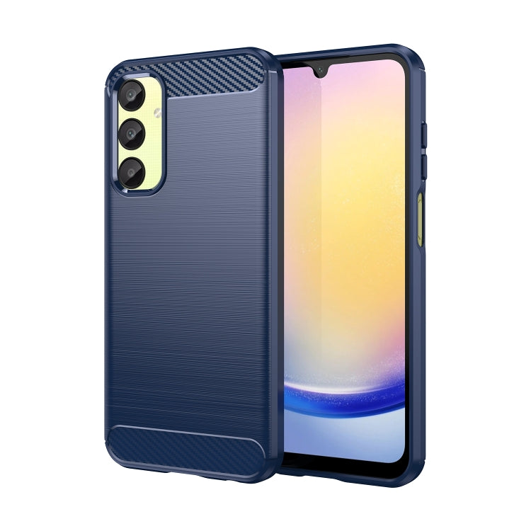 For Samsung Galaxy A25 5G Brushed Texture Carbon Fiber TPU Phone Case(Blue)