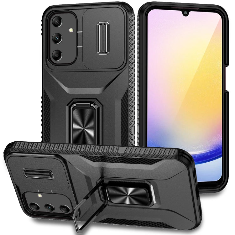 For Samsung Galaxy A25 5G Sliding Camshield Holder Phone Case(Black)