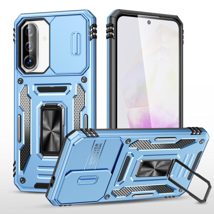 For Samsung Galaxy A36 5G / A56 5G Armor PC Hybrid TPU Camera Shield Phone Case(Light Blue)