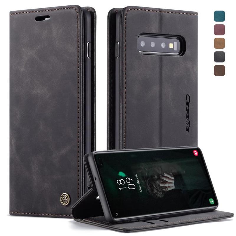CaseMe-013 Multifunctional Retro Frosted Horizontal Flip Leather Case for Galaxy S10 Plus, with Card Slot & Holder & Wallet (Black)